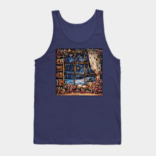 Fantasy winter starry night window Tank Top